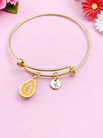 Papaya Charm Bracelet Bangle, Gold, Orange Papaya Charm, N5726B