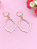 Rose Gold Rhombus Charm Earrings, Rhombus Flower Charm, Geometric Jewelry, Girlfriend Gift, N2781