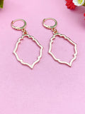 Rose Gold Rhombus Charm Earrings, Rhombus Flower Charm, Geometric Jewelry, Girlfriend Gift, N2781