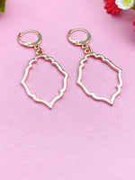 Rose Gold Rhombus Charm Earrings, Rhombus Flower Charm, Geometric Jewelry, Girlfriend Gift, N2781