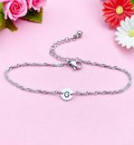 Stainless Steel Initial Charm Bracelet Everyday Gift Idea Personalized Customized Monogram Made to Order Jewelry, N5462