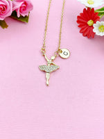 Ballet Dance Girl Charm Necklace, Gold or Silver Option, N3888
