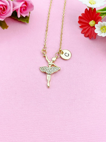 Ballet Dance Girl Charm Necklace, Gold or Silver Option, N3888