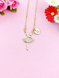Ballet Dance Girl Charm Necklace, Gold or Silver Option, N3888