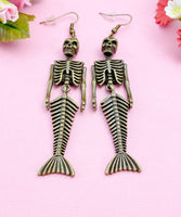 Mermaid Skeleton Charm Earrings, Mermaid Earrings, N2702A