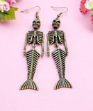 Mermaid Skeleton Charm Earrings, Mermaid Earrings, N2702A
