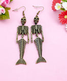 Mermaid Skeleton Charm Earrings, Mermaid Earrings, N2702A