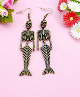 Mermaid Skeleton Charm Earrings, Mermaid Earrings, N2702A