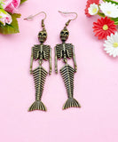 Mermaid Skeleton Charm Earrings, Mermaid Earrings, N2702A