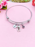 Tooth Charm Bracelet, Initial & Birthstone, Dentist Gift