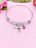 Tooth Charm Bracelet, Initial & Birthstone, Dentist Gift