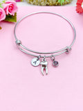 Tooth Charm Bracelet, Initial & Birthstone, Dentist Gift