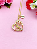 Cardinal Heart Bird Charm Gold Necklace, N4805A