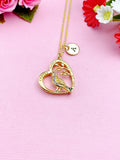 Cardinal Heart Bird Charm Gold Necklace, N4805A