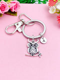 Owl Bird Charm Silver Keychain, N2338