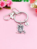 Owl Bird Charm Silver Keychain, N2338
