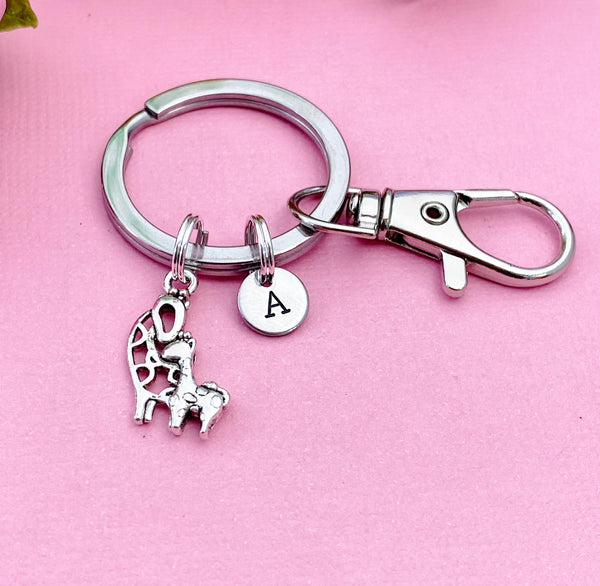 Giraffe Charm Silver Keychain, N3338B