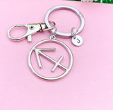 Sagittarius Charm Keychain, Initial Charm, Zodiac Keychain