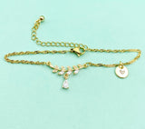 Olive Branch Charm Bracelet, Olive Branches Teardrop Zirconia Charm, N6015A