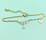 Olive Branch Charm Bracelet, Olive Branches Teardrop Zirconia Charm, N6015A