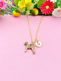Airedale Terrier Necklace, Gold Schnauzer Charm Necklace, N470