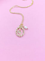 Tulip Flower with White Pearl Charm Necklace, N2033A