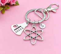 Silver Atom Beaker Charm Keychain, Science Teacher Gift, Scientists Biology Researcher Chemistry Gift, N2568A