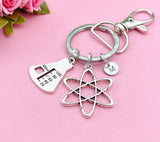 Silver Atom Beaker Charm Keychain, Science Teacher Gift, Scientists Biology Researcher Chemistry Gift, N2568A