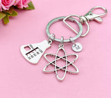 Silver Atom Beaker Charm Keychain, Science Teacher Gift, Scientists Biology Researcher Chemistry Gift, N2568A
