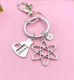 Silver Atom Beaker Charm Keychain, Science Teacher Gift, Scientists Biology Researcher Chemistry Gift, N2568A
