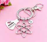 Silver Atom Beaker Charm Keychain, Science Teacher Gift, Scientists Biology Researcher Chemistry Gift, N2568A