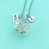 Dandelion Charm Necklace, Hope Gift, Birthday Gifts, Terrarium Jewelry, Pressed Flowers Jewelry, Gardening Gift, N3110