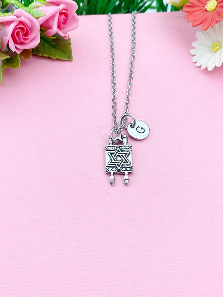 Torah Scroll Star of David Charm Necklace, Personalized Christmas Gift, N373B