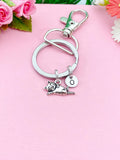 Cat Keychain, Initial Charm, Silver Tone, N3508