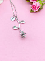 Silver Rose Flower Charm Necklace, N172P