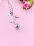 Silver Rose Flower Charm Necklace, N172P