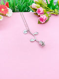 Silver Rose Flower Charm Necklace, N172P