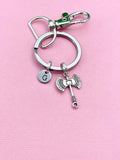 Silver Battle Axe Charm Keychain, Axe Pendant, Axe Keychain, N6073