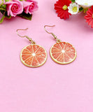 Orange Fruit Earrings, Miniature Earrings, Gold Orange Fruit Charm Earrings,