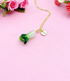 Green Cabbage Vegi Charm Necklace, Handmade Lampwork Cabbage Vegetable, N5312A