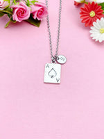 Ace of Spades Charm Necklace, Play Card Ace of Spades Charm, N5766C