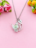 Teapot Porcelain Pink Flower Charm Necklace, N6069C