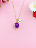 Natural Sugilite  Gold Necklace, Mother's Day Gift, N4701