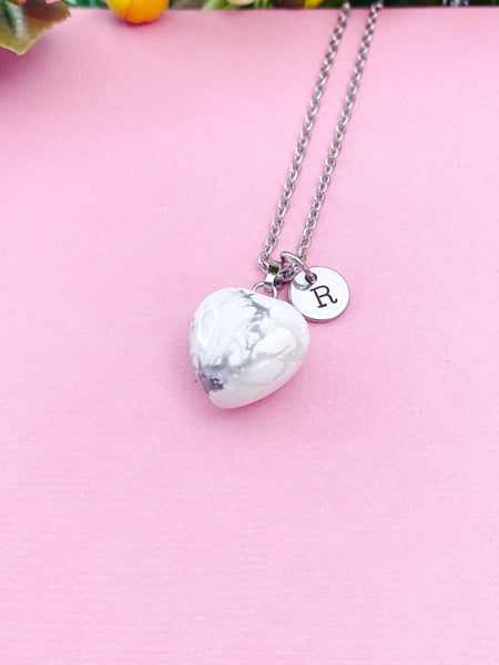 Natural Howlite Heart Pendants Necklace Gemstone Jewelry, N5249