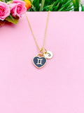 Gemini Necklace, Twins, Constellation, Heart, Birthday Gift, N3824