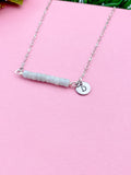 Natural Celestite Bar Silver Necklace, Natural Gemstone Jewelry, N5988A
