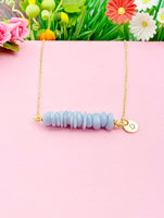 Gold Angelite Necklace, Natural Angelite Gemstone Jewelry, Bracelet Option, N5871