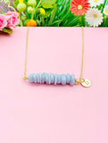 Gold Angelite Necklace, Natural Angelite Gemstone Jewelry, Bracelet Option, N5871