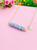 Gold Angelite Necklace, Natural Angelite Gemstone Jewelry, Bracelet Option, N5871