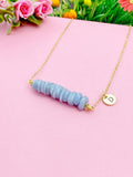 Gold Angelite Necklace, Natural Angelite Gemstone Jewelry, Bracelet Option, N5871